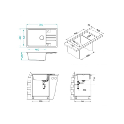 Zlewozmywak Alveus Intermezzo 130 biały 11 (78x48) z syfonem manualnym 1313011